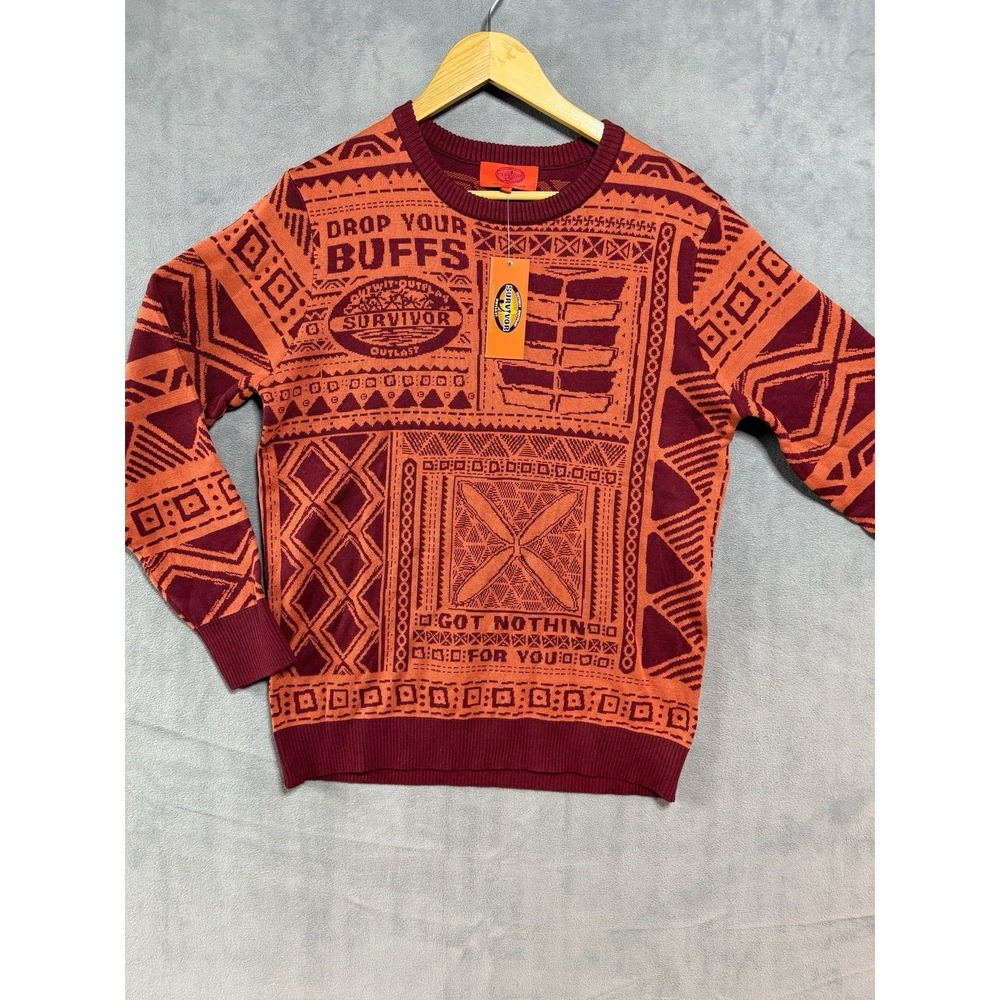 Survivor Knit Sweater Men's M Drop Your Buffs Tribe Has Spoken Ugly Christmas